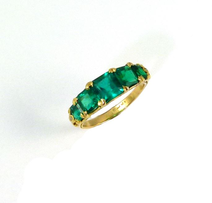An antique emerald five stone ring. | MasterArt